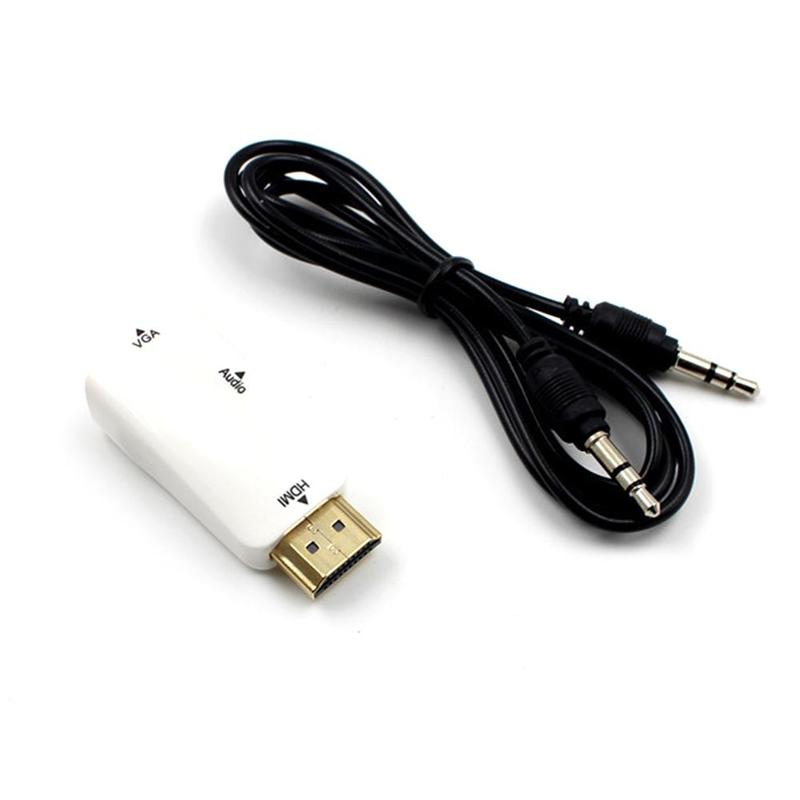 1080P Hdmi-Compatibel Naar Vga Converter Man-vrouw Cable Adapter Digitale Anolog Signaal Zender: White