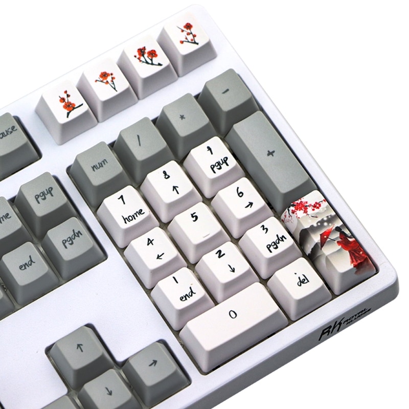 Plum Blossom Keycap Set - 108 Keys - PBT Five-Sided Dye-Subbed - OEM Profile for DIY Mechanical Keyboard
