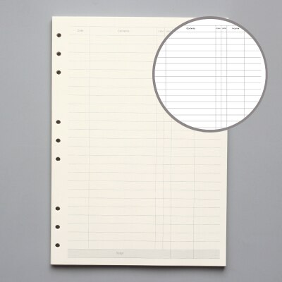 A4 B5 Leaf Notebook Refill Spiral Binder Planner Inner Page Inside Paper Dairy Weekly Monthly Plan To do Line Dot grid 45 sheets: B5 financial 9 holes