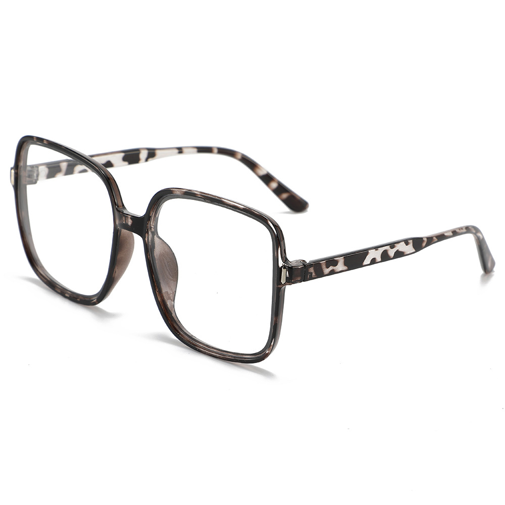 Anti-blauwlichtbril met transparant zwart montuur en platte bovenkant, groot montuur, natuurlijke look, modieuze optische bril: Wit