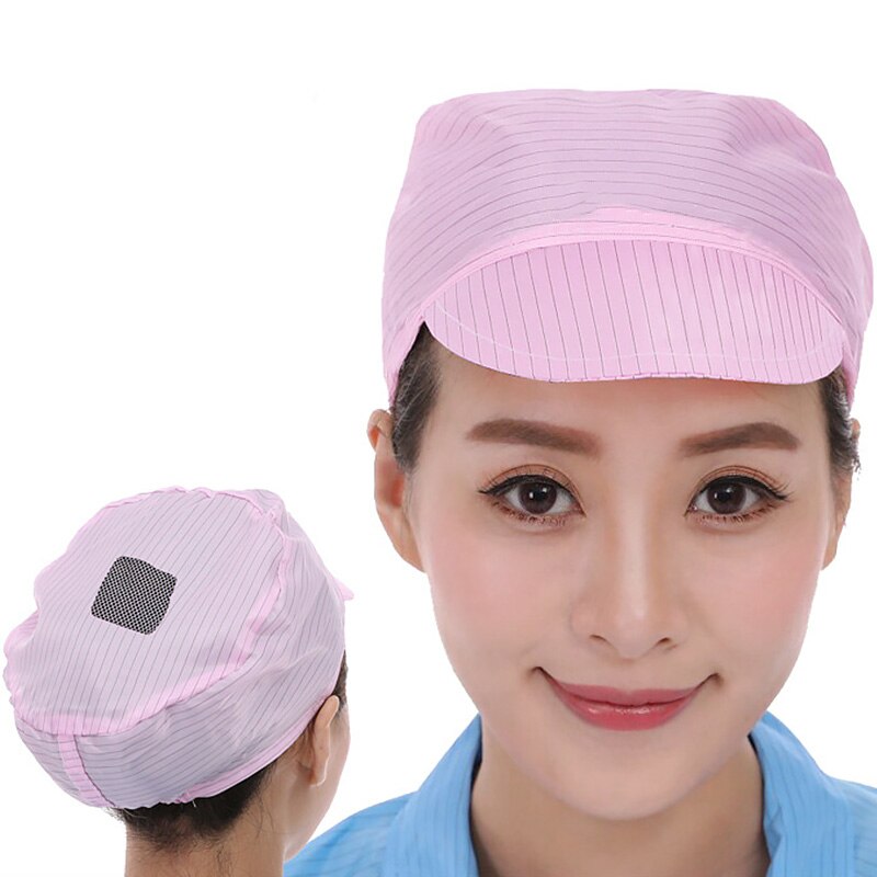 Elastisk mesh støvtette hetter antistatisk leie rom pustende arbeider lokk restaurant service verksted menn kvinner arbeider lue: Rosa