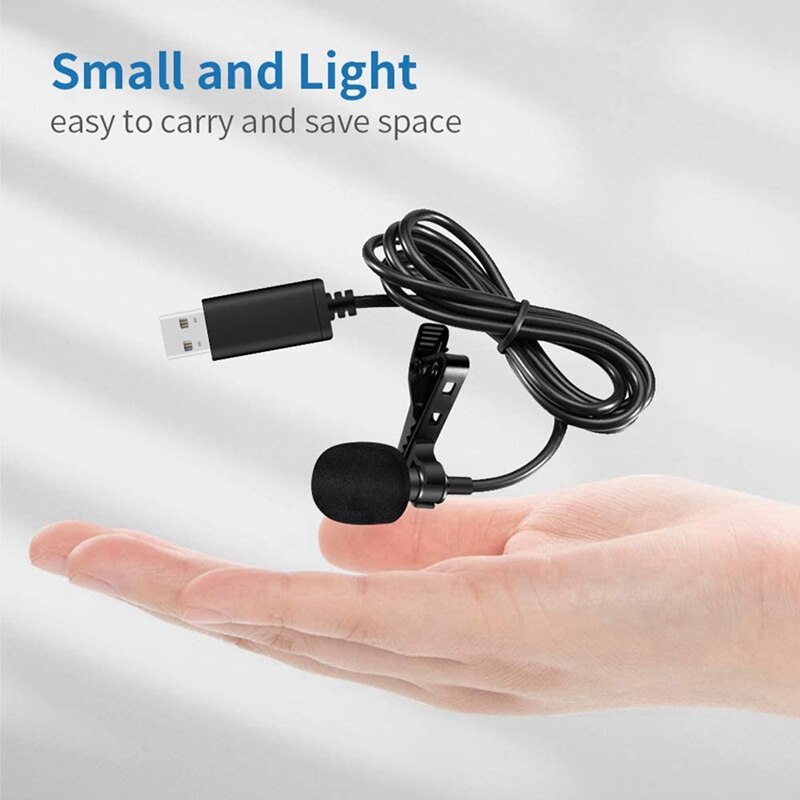 Universal USB Microphone Lavalier Microphone Clip-on Computer Mic Plug and Play Omnidirectional Mic