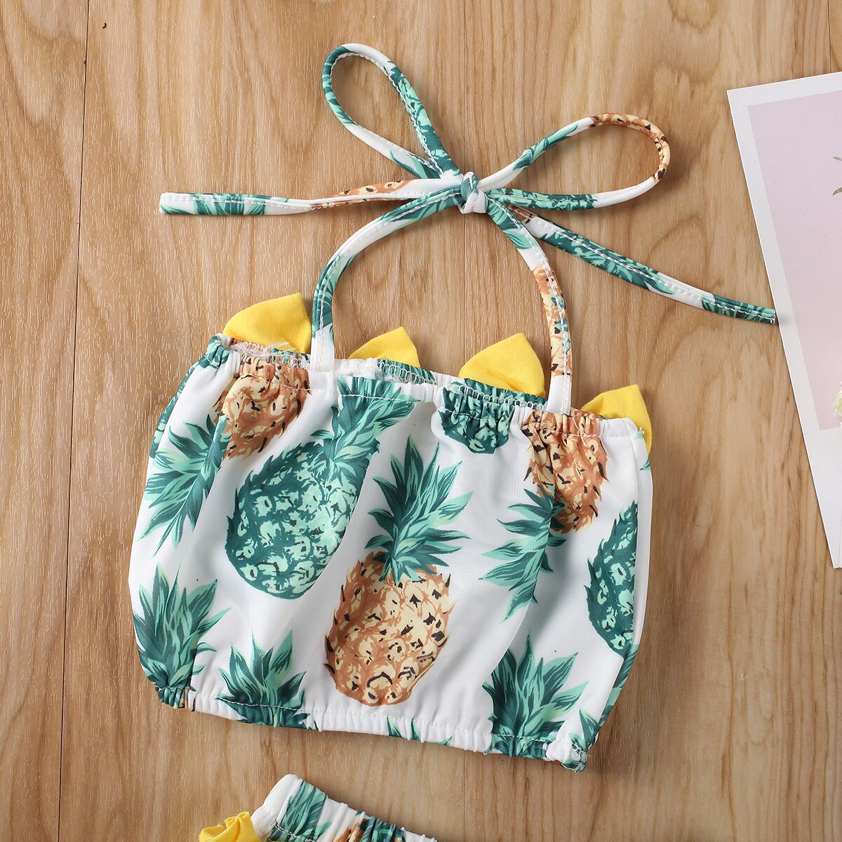 Conjunto de Bikini con estampado de piña para niñas, traje de baño de dos Uds