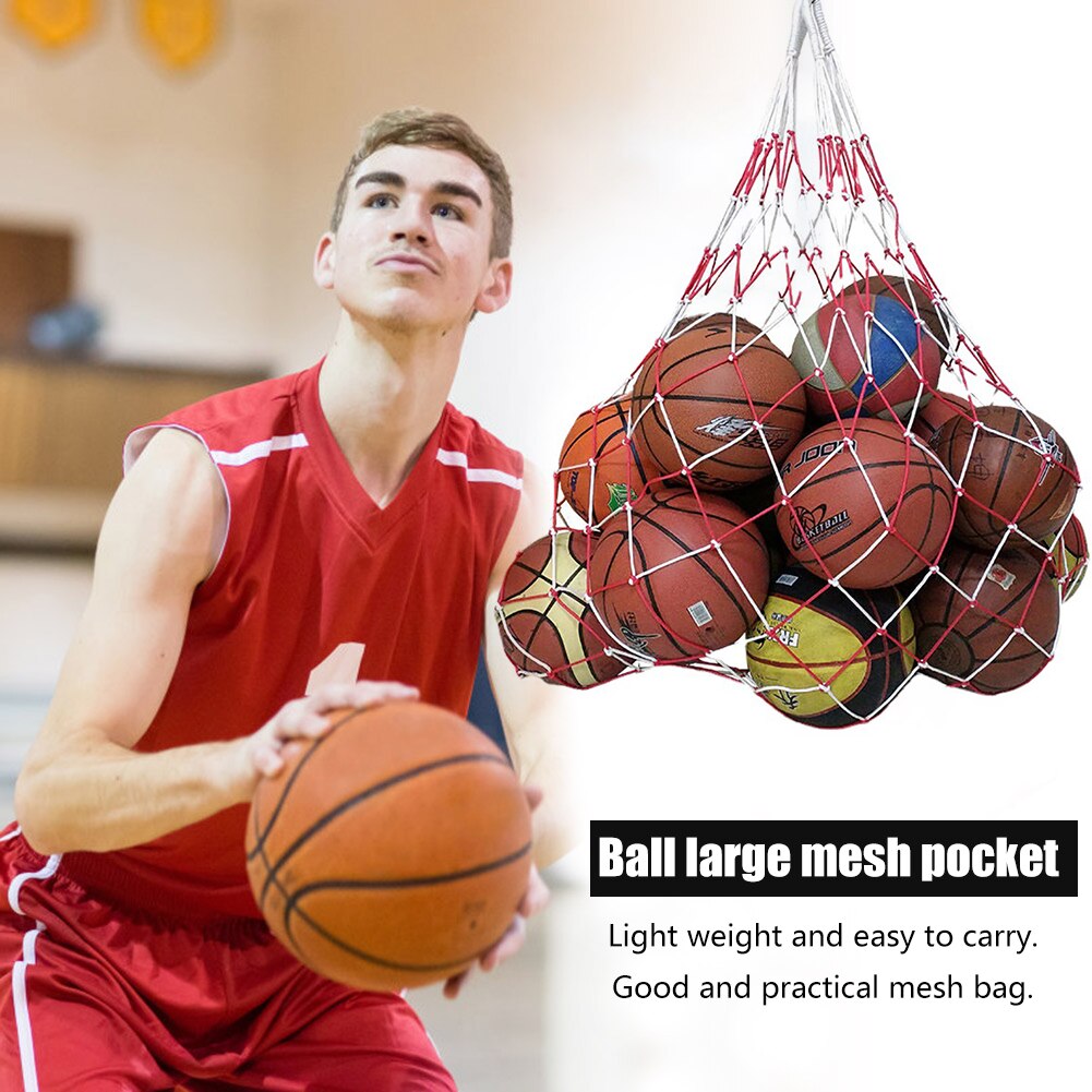 Bolsa de red de cordón de celosía portátil, bolsa de almacenamiento de malla de transporte para pelota de juego multideporte, equipo de voleibol, baloncesto, fútbol