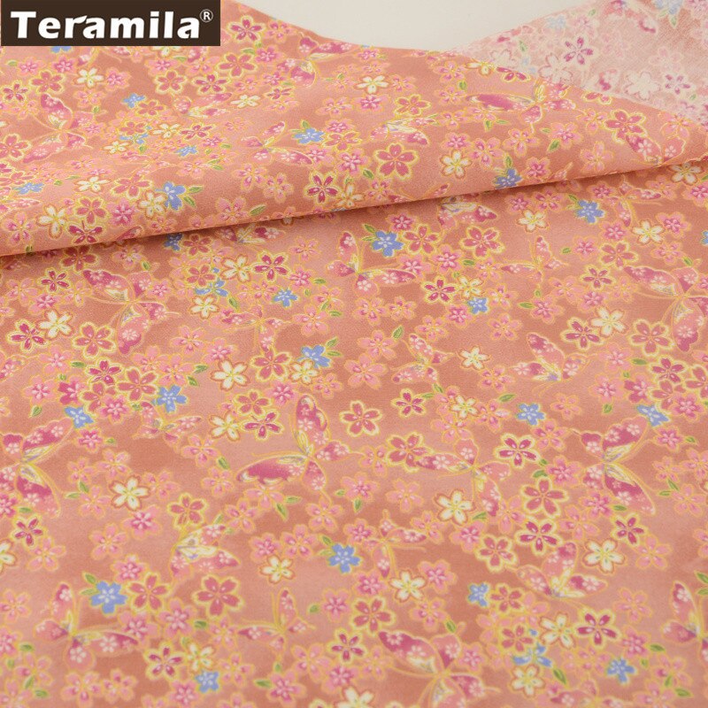 Orange 100%  bomuldsstof guld blomst fedt kvartal hjem tekstil materiale sengetøj patchwork væv scrapbog