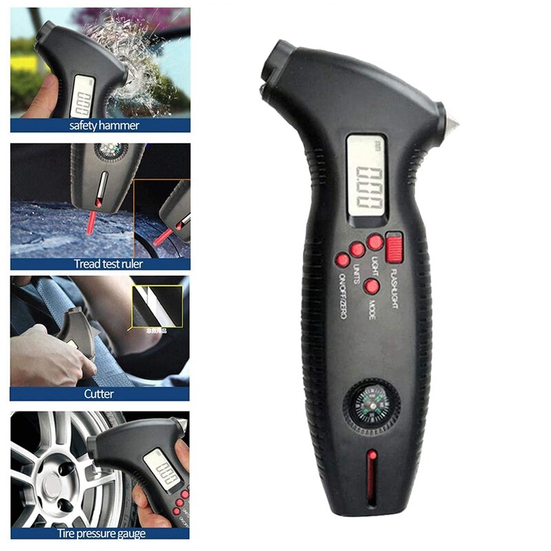 Digital Tire Pressure Gauge Meter Tire Diagnostic Tool 0-200 PSI Backlight LED Air Pressure Gauge for Bicycle Car