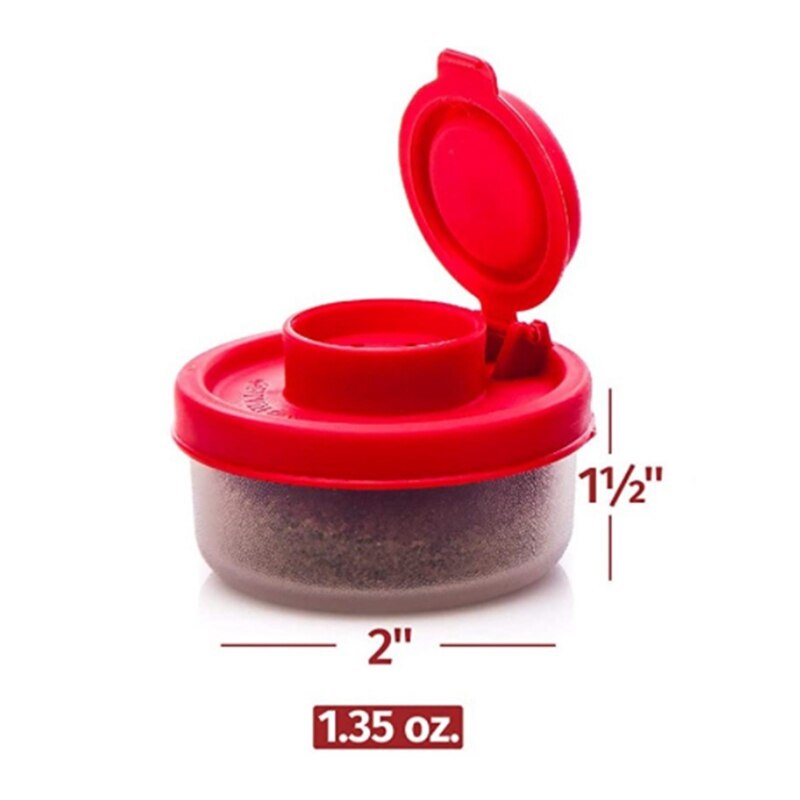 Salt and Pepper Shakers Moisture Proof Salt Shaker with Red Covers Lids Plastic Airtight Spice Jar Dispenser
