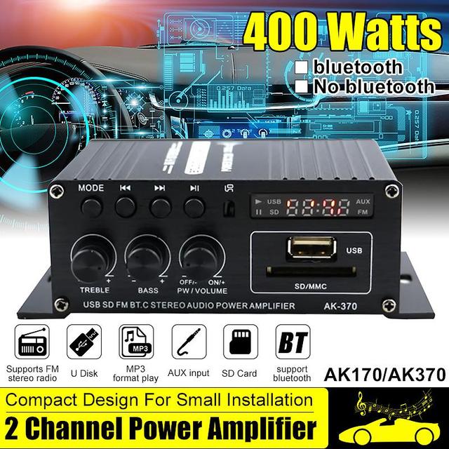 AK380/AK370/AK170 400W * 2 2 Kanaals Bluetooth Hifi Eindversterker Thuis Auto Audio Klasse D afstandsbediening Fm Radio Aux Usb/Sd: AK370