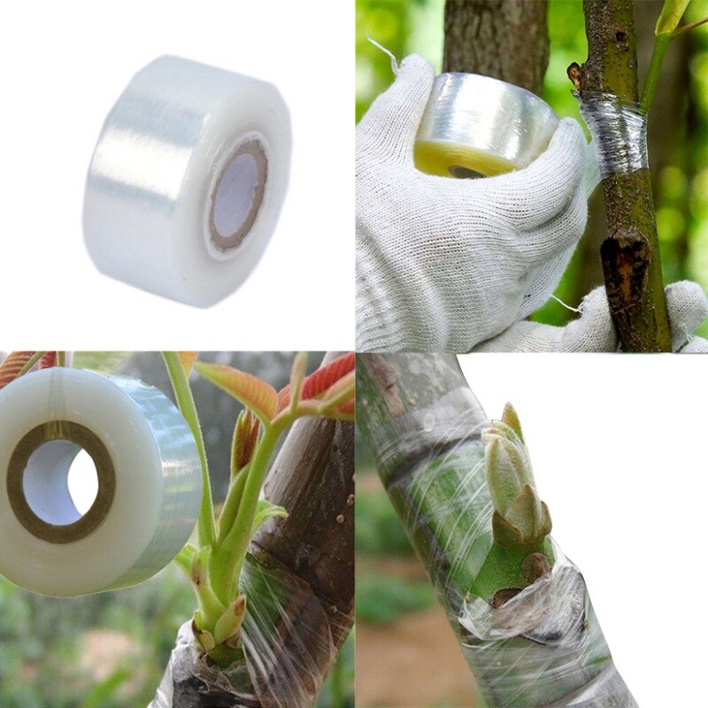 1 rollo de membrana para injertos, cinta de injerto autoadhesiva extensible, herramientas de reparación de plántulas de árboles frutales para jardín