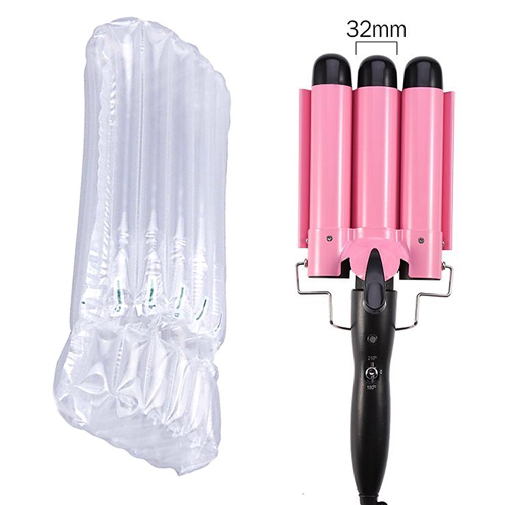 Lokówka robić włosów potrójna lokówka narzędzia robić włosów ceramiczna lokówka robić włosów profesjonalna lokówka robić włosów lokówki robić włosów dla kobiet: różowy bez pudełka 32mm / AU