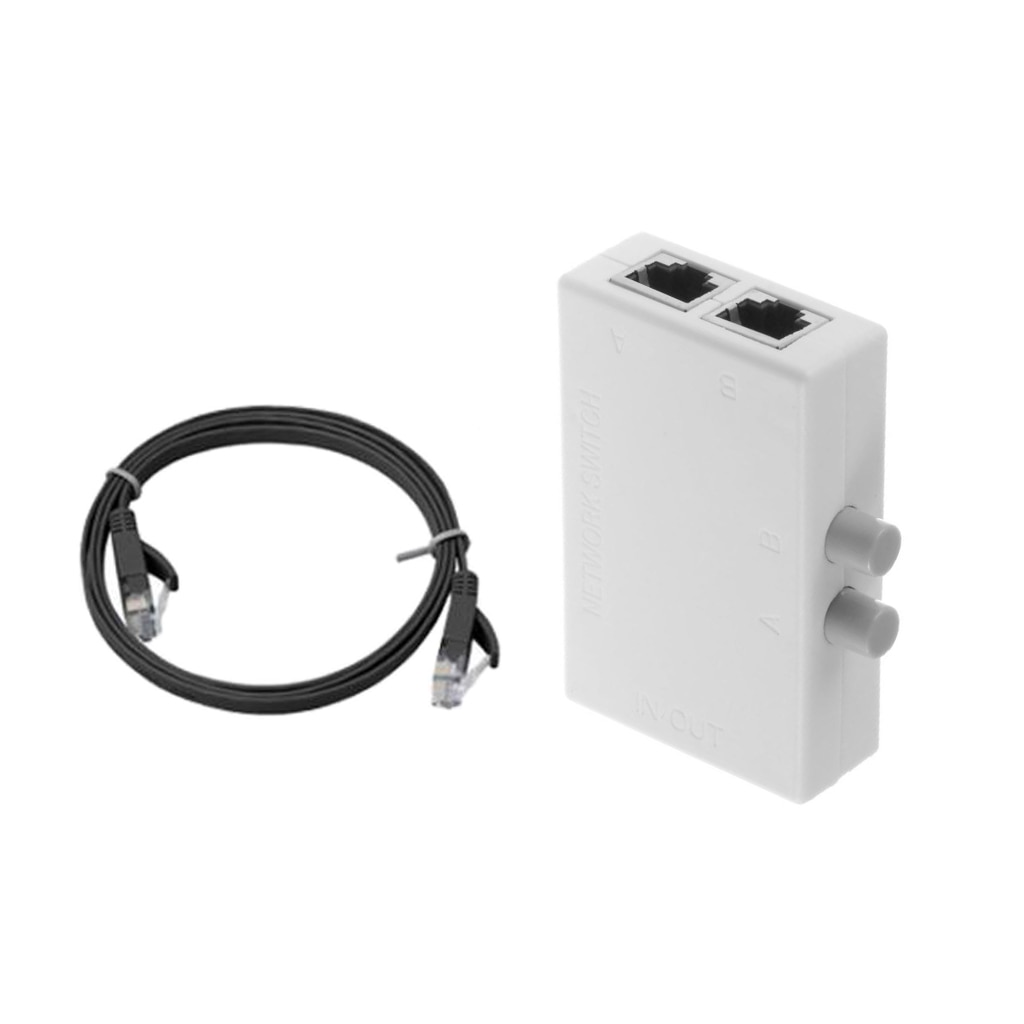 RJ45 Splitter Selector Switch, 2 Port Network Switch Splitter Selector Hub Ethernet Mini Switch Box