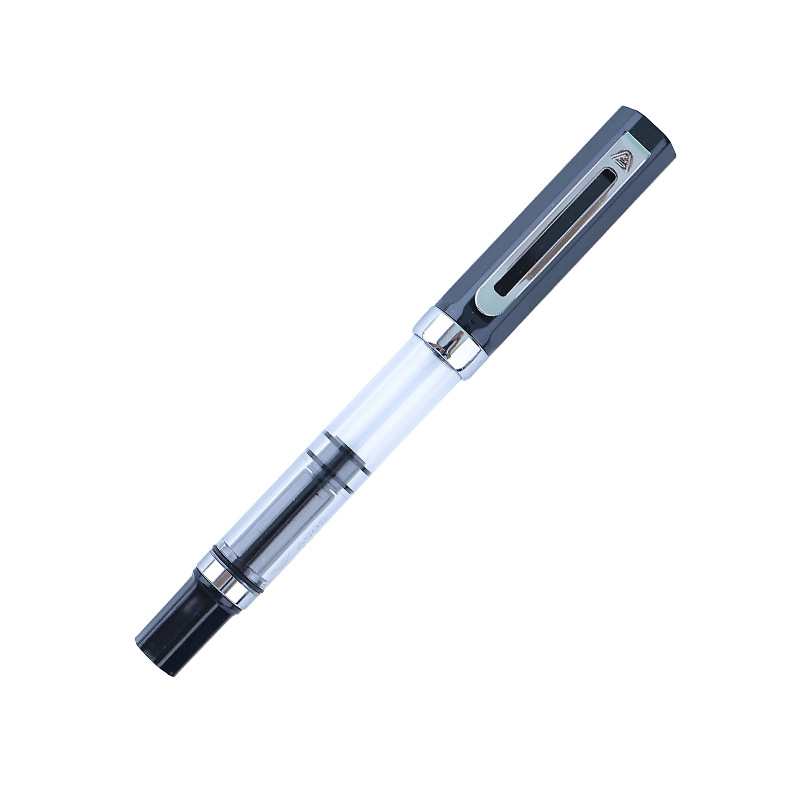 Lanbitou 3059 pluma estilográfica de pistón pluma de tinta de plástico EF/F punta Clip plateado negocios PK JINHAO papelería suministros escolares de oficina: Azul marino / B