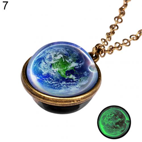 Unico Luminoso Universe Galaxy Pianeta Collana In Vetro di Glow In The Dark Cosmic Pendente Della Collana Della Sfera per Unisex Dei Monili Dell'annata: 7