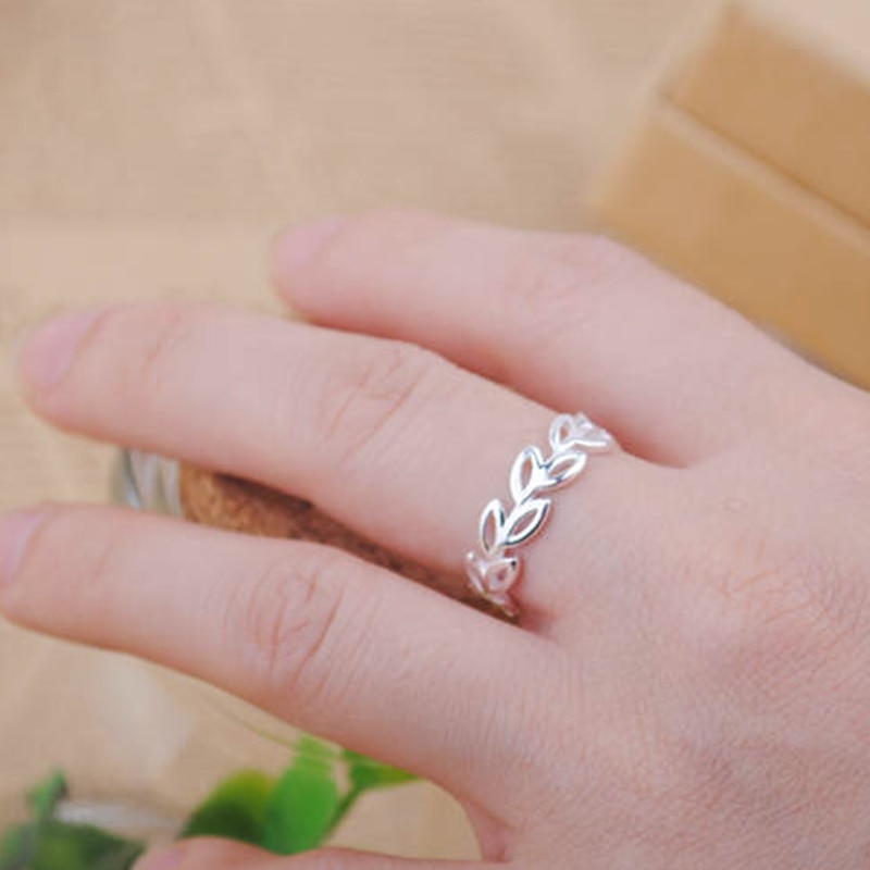 Bohemien Jahrgang Silber Farbe Blatt Ringe Für Frauen Elegante Weibliche Einstellbare Finger Ring Party Hochzeit ErkläSprosse Schmuck