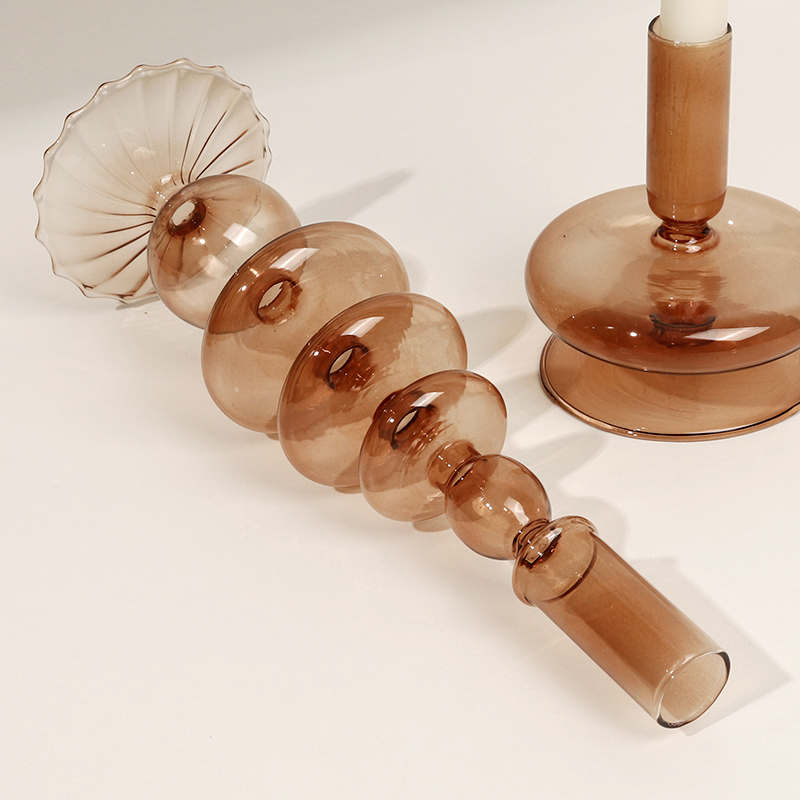 Brown Glass Candle Stick Holders Table Decoration Candles Holder for Candlestick Dinner Candles Party Wedding Centerpieces home