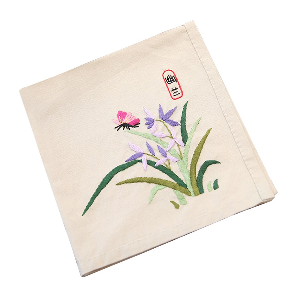 Handkerchief Flowers Plants Pattern Needlework Crafts Stamped Embroidery Sets DIY Retro Package Flowers Accessories: B