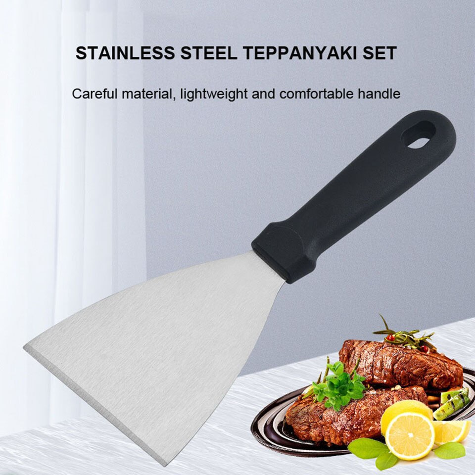 Rvs Metalen Bakplaat Spatel Hamburger Turner Schraper Pancake Flipper Geweldig Voor Bbq Grill