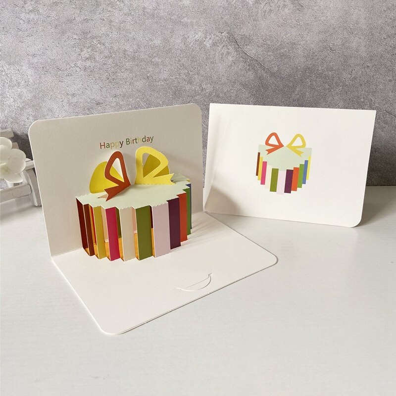 Three-dimensional Birthday Card 3D Pop-up Greeting Cards Happy Birthday Postcard Party Wedding Decorations Message Card: S4 Birthday card