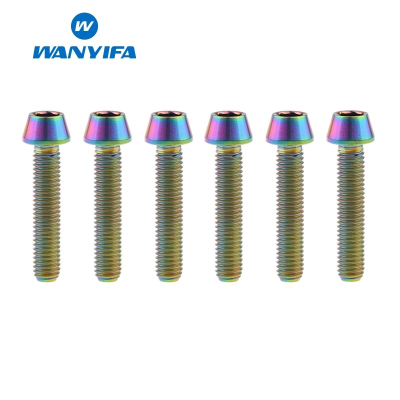 6PCS M5 Titanium Ti Bolts M5X25 30 35 40mm Inner Hexagon Tapered Head Bolt for Bike Bicycle Cycling Accessories Fastener Screws: M5x25 Rainbow