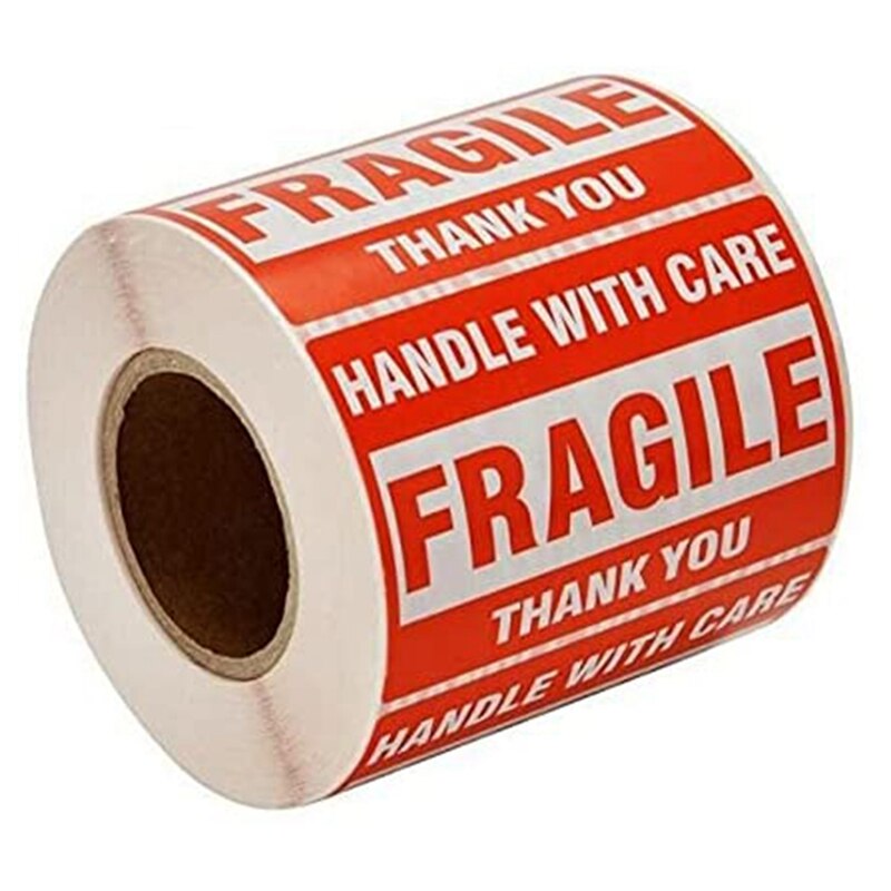 Fragile Stickers 2 X 3 Inch Fragile - Handle With Care - Thank You Warning Packing Labels (500 Labels / Roll)