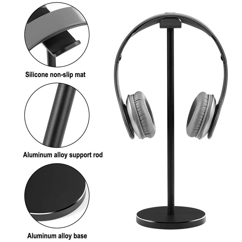 Aluminium Legering Headphone Stand Headset Stand Voor Alle Hoofdtelefoon Size Headset Houder Hanger Met Zware Voet Voor Desktop