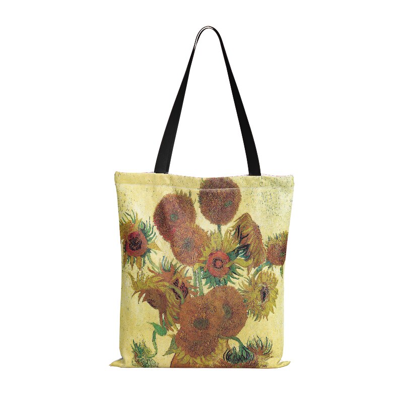 Ölgemälde Lieferwagen Gogh sternenklar Nacht Käufer Tasche für Frauen Sonnenblume Künstlerische Große Tuch Leinwand Tote Tasche Eco Frauen Einkaufen tasche: Stil9