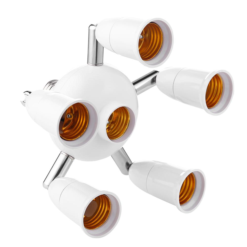 E27 6 5 4 3 in 1 LED Light Bulbs Adjustable Socket Adapter Splitter Standard Lamp Holder Base Converter for Home Indoor Lighting: Lamp holder-6 A
