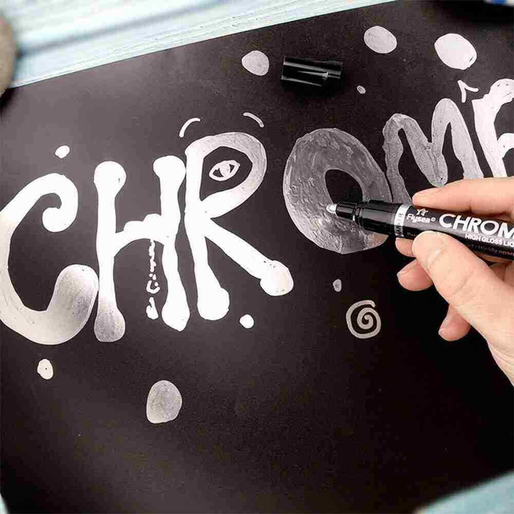 Liquid Chrome Marker Silver Mirror Marker Fade-proof Permanent Paint for Signature Drawing Calligraphy Pen