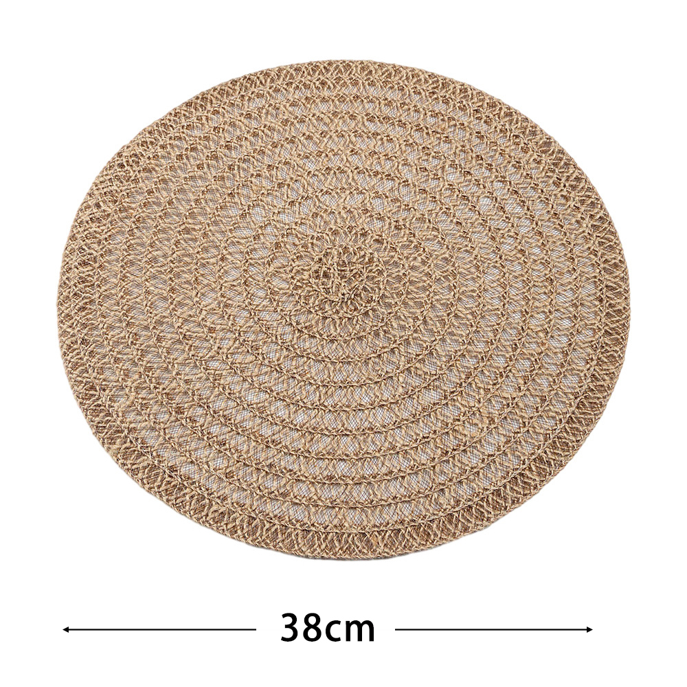 Set 4 Tovagliette Rotonde In Cotone Intrecciato 20 Cm - Resistenti Al Calore, Lavabili - Marroni E Grigie - 3