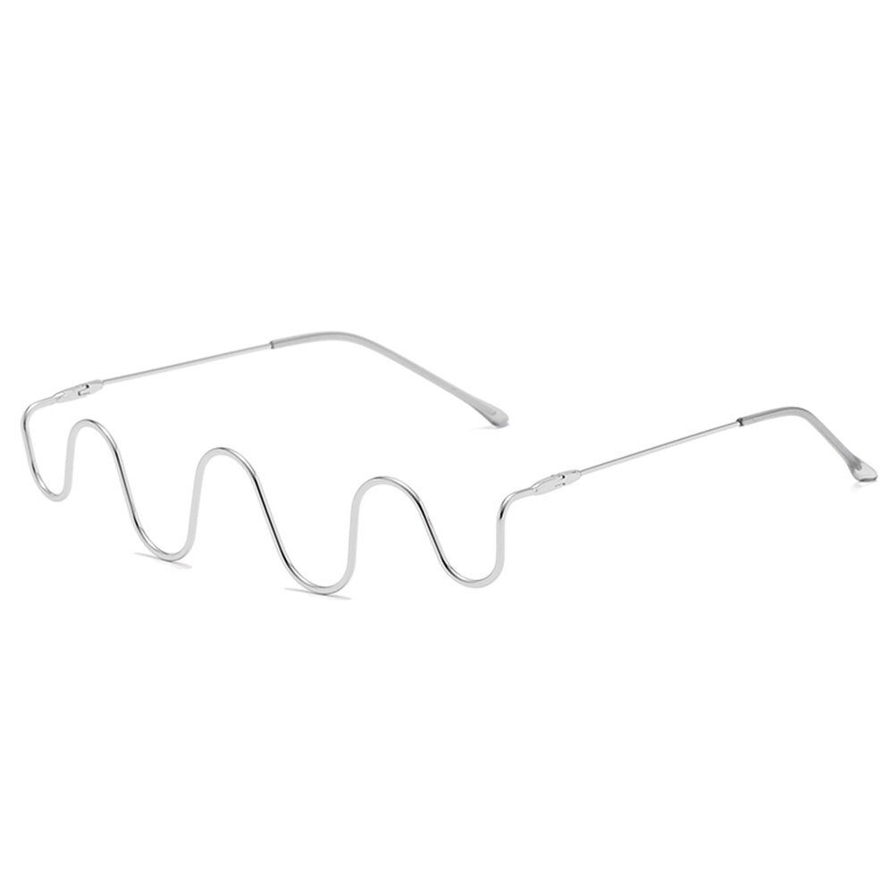 Crystal Diamond Sunglasses Frames Women Wave Frames Eyeglasses For Men Eyewear Decoration Half Frame Glasses: C2Silver