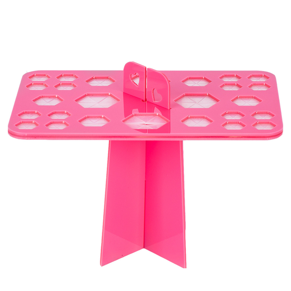 1 Uds estante de secado de brochas de maquillaje, soporte para secador de brochas de maquillaje de 14/26/28 agujeros, soporte para secador de brochas de maquillaje, soporte para brochas de maquillaje: Verde