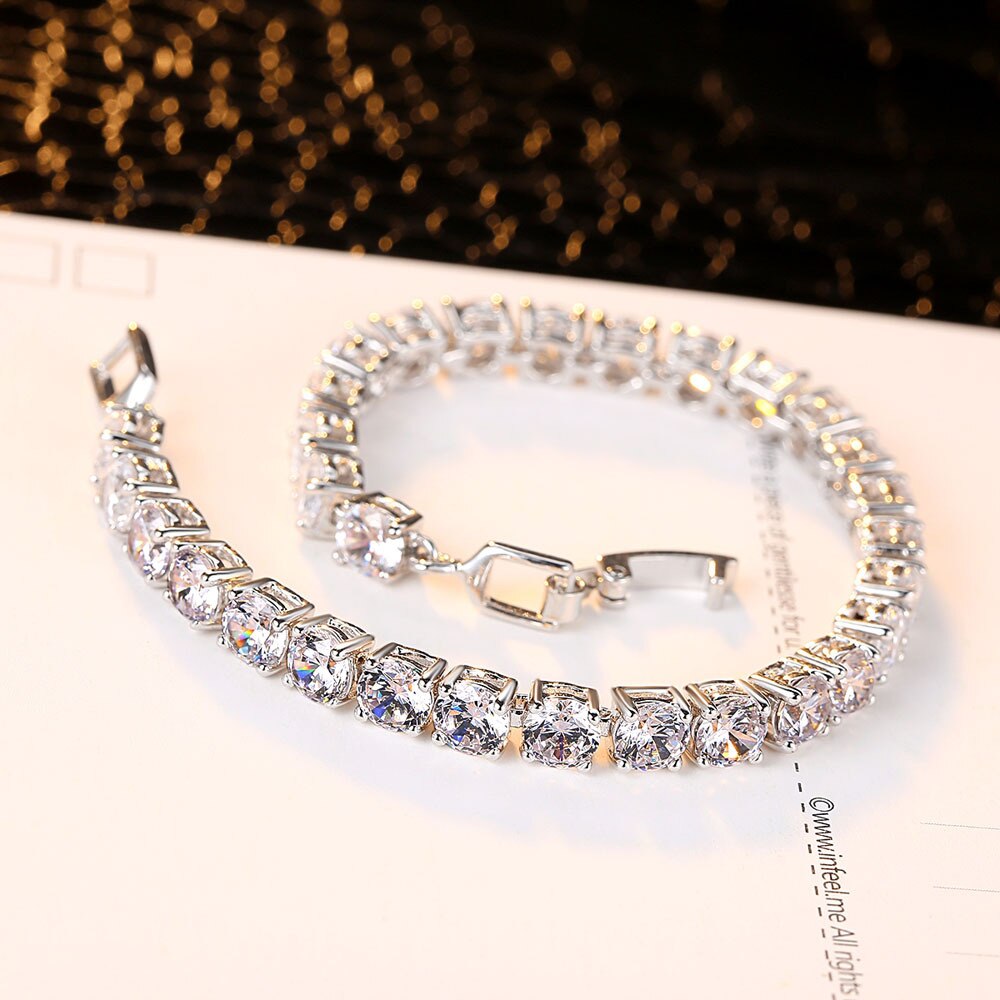 Luksus 925 sterling sølv tennisarmbånd armbånd til kvinder jubilæum smykker moonso  s5446