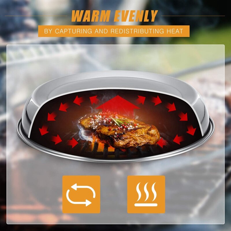 BAZAC Roestvrijstalen pot deksel covers kaas smelten koepel deksel ronde rijgen stomen covers keuken bakplaat grill accessoires voedsel tent covers plaat cover-40 cm