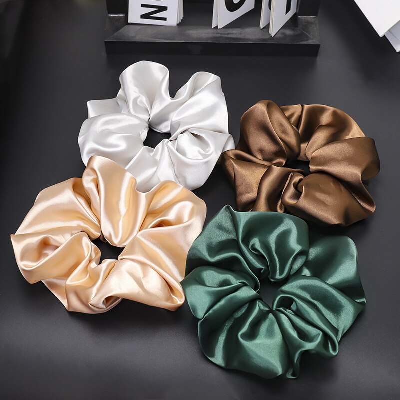 fast silke sateng hår scrunchie pakke kvinner jenter elastiske hårbånd tilbehør gumki gjøre wlosow
