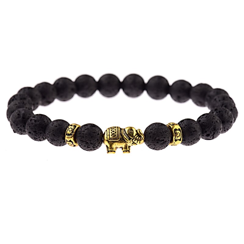 Amader Classic Women's Natural Stone Charm Bracelet Meditation Gold Elephant Beads Bracelets Men Jewelry AB276: Style 5