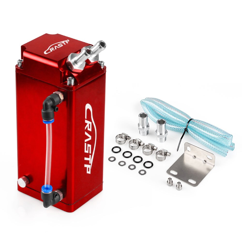 Universal Aluminum 10mm Engine Square Shape Oil Can Tank Reservoir 500ml Engine Fuel Black Red Blue Silver OCC018: Red