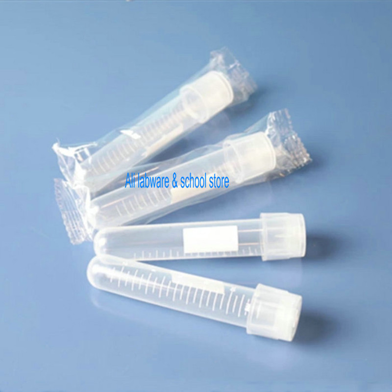 100Pcs Lab 12Ml Plastic Schudden Buis Bacteriële Cel Cultuur Buis Voor Laboratorium Experiment