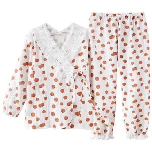 Japansk pyjamas til kvinder sommer bomuldsskåret pyjamas med jordbærprint kimono pyjamas komfortabelt nattøj 2 -delt sæt hjemmedragt: Juzic