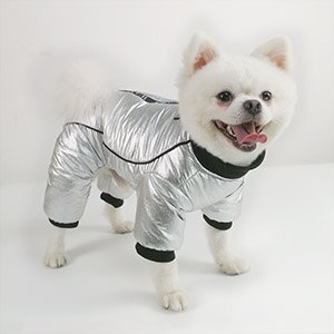 Vinter jacka för hund, mjuk fleece, varma kläder för hundar vattentäta valp jumpsuits chihuahua fransk bulldog bomull kläder: Silver- / S
