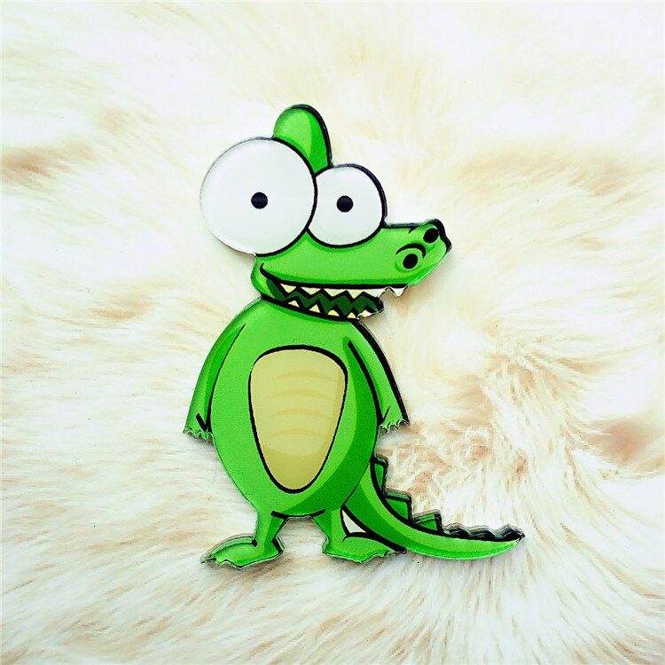 1Pcs Animal Cartoon Acryl Pin Leeuw Struisvogel Aap Icoon Broche Badge Voor Kids Party Rugzak Kleding decor: WHITE