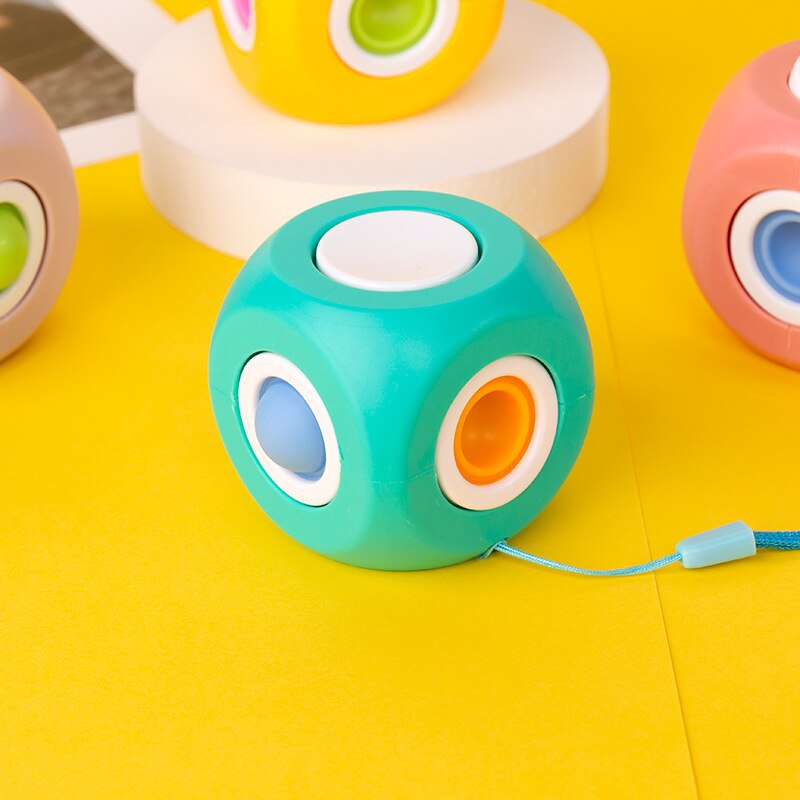 Fidget toys 2 in 1 fidget spinner pop leksaker bra fest favoriserar sensoriska poppar handsnurrar: Blå
