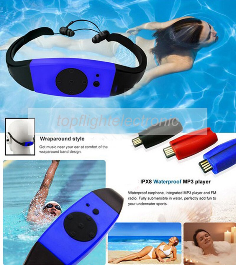 4Gb/8Gb Waterdichte IPX8 Duiken Zwemmen Surfen MP3 Speler Headset Fm Radio Muziekspeler