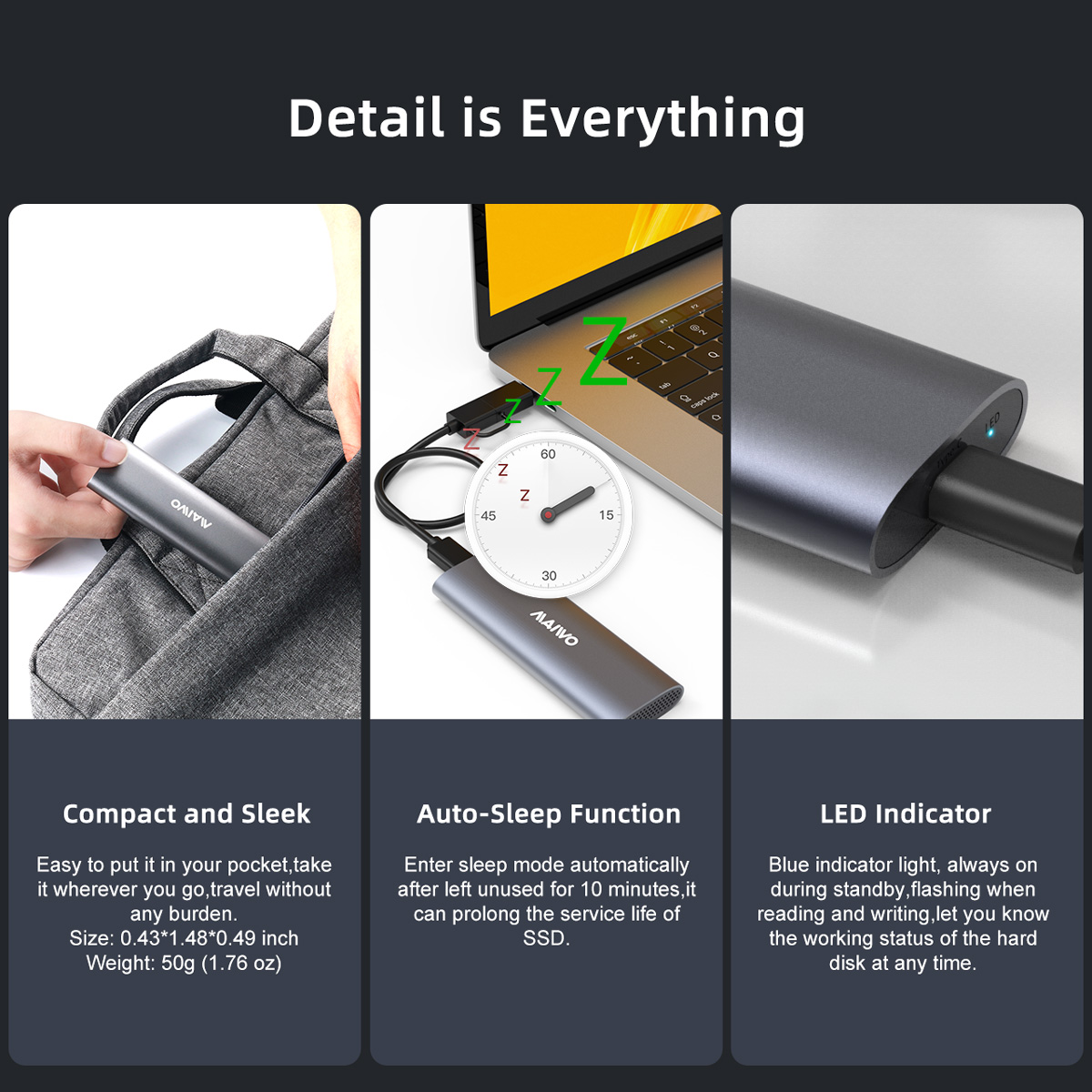 MAIWO M.2 NVMe NGFF SSD Enclosure USB 3.1 Type-C 10Gbps External Hd Case M2 SSD Hard External SSD HDD Storage Box for PC Case