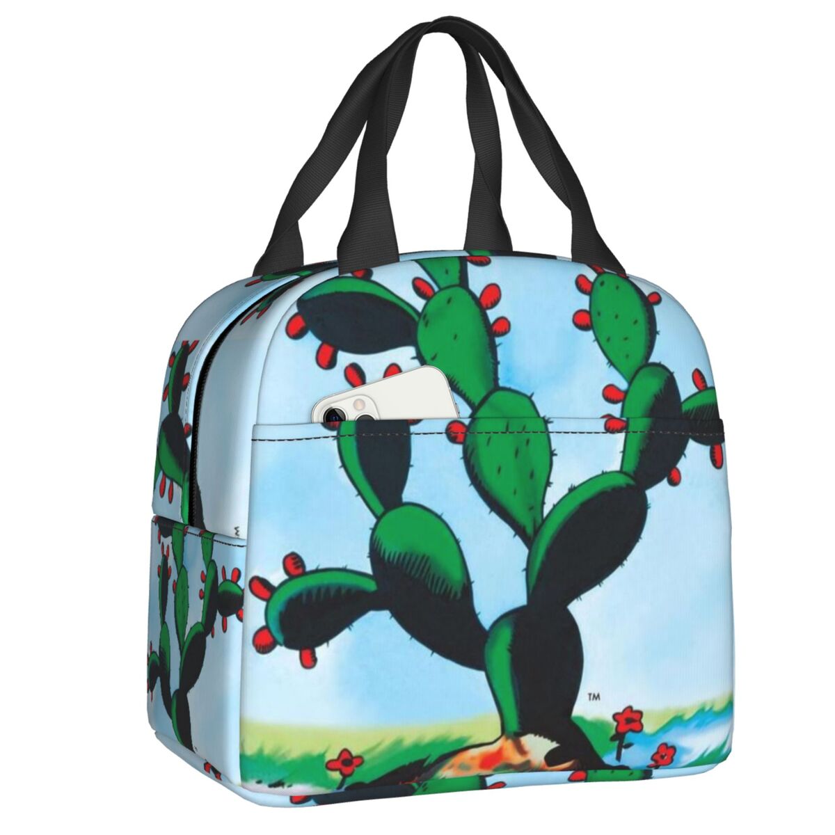 Custom La Maceta Flower Pot Loteria Card Mexican Bingo Lottery Insulated Lunch Bag for Women Leakproof Thermal Cooler Bento Box: Yellow