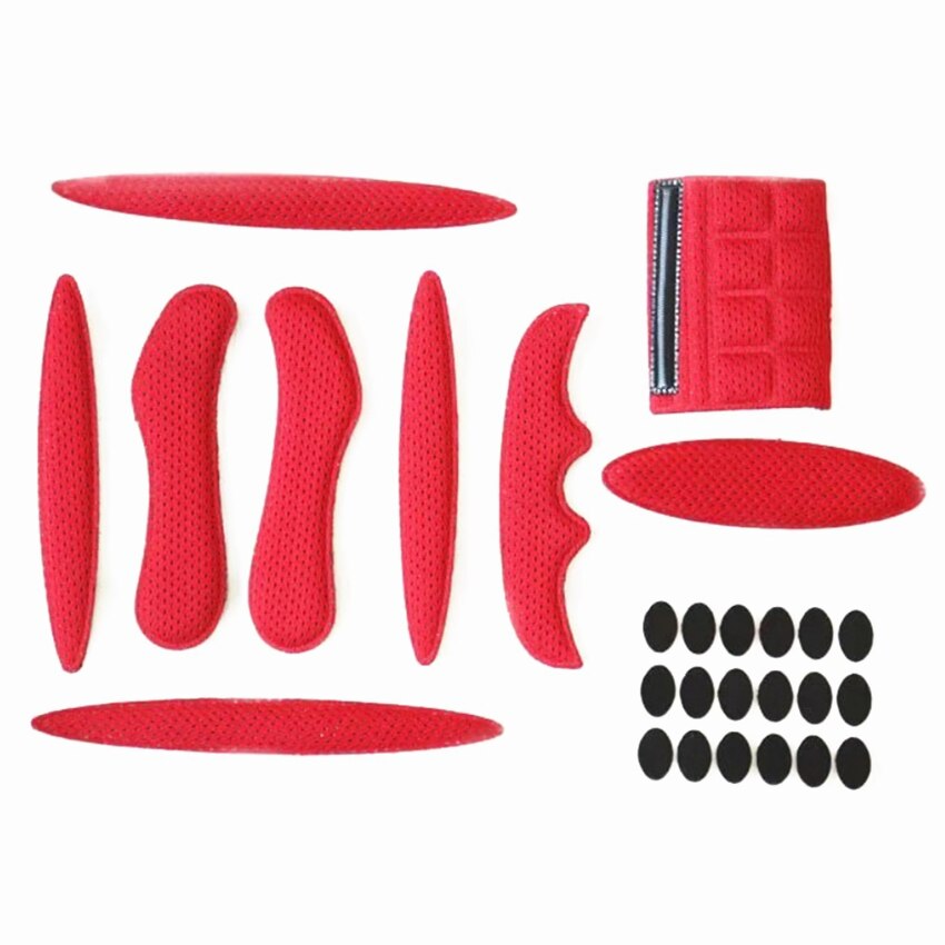 27 Stks/set Universele Helm Inner Padding Foam Pads Kit Verzegelde Rode Spons Outdoor Sport Fietsen Motorcycle Fiets Accessoires: Rood