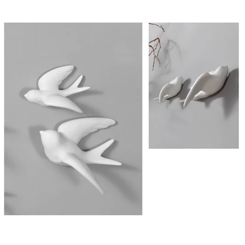 1pc 3d keramiska fåglar väggmålningar väggdekorationer hantverk hem ornament  d6