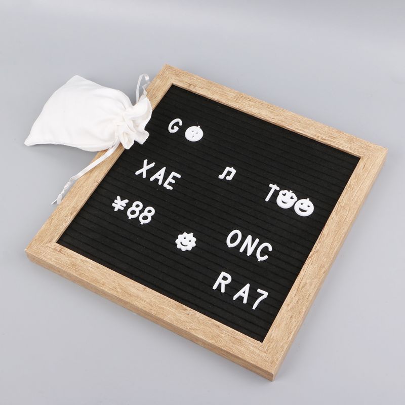 Felt Letter Board 10x10 Inch Retro Wood With 340 White Letters Numbers And Bag