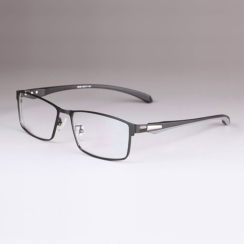 Montura de aleación para gafas para hombre, lentes flexibles, piernas, Material de aleación de galvanoplastia IP, borde completo y medio borde: BlackFullRim