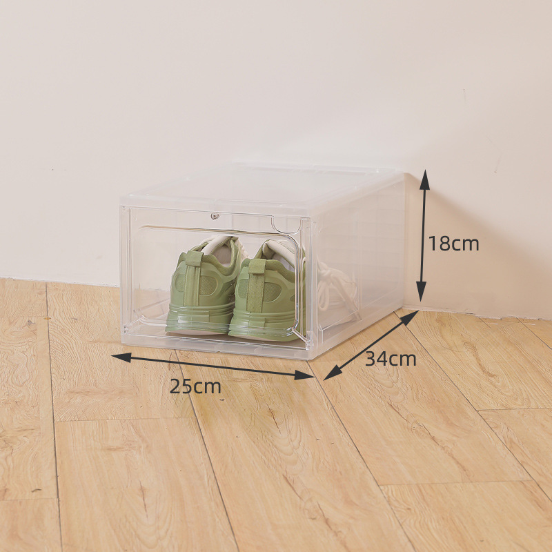 Boîte à chaussures magnétique de style tiroir transparent en plastique dur pour le rangement des chaussures, armoire à chaussures épaisse et peu encombrante: Clair