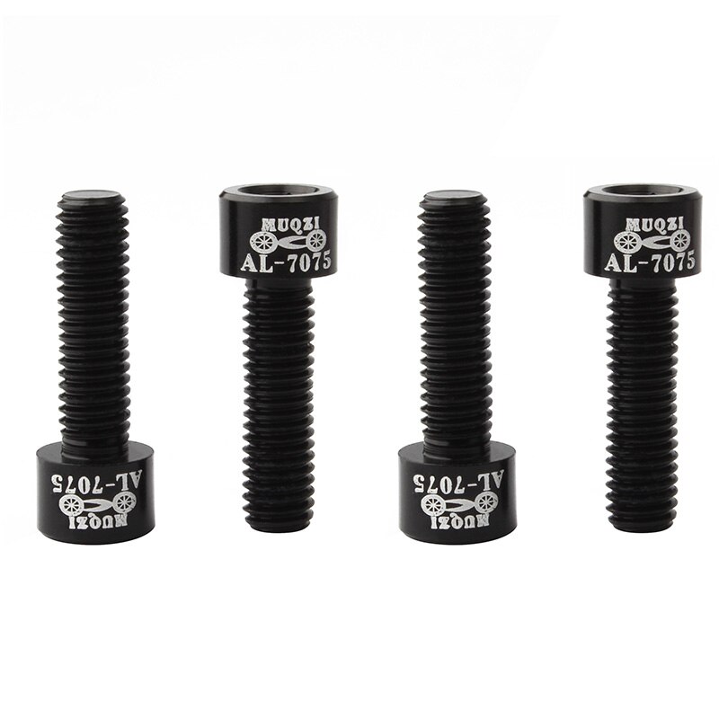 Muqzi-parafuso de haste de bicicleta m5 x 17mm, 4 peças, ultraleve, liga de alumínio 7075, peças fixas para guidão de montanha e estrada: Black 4pcs